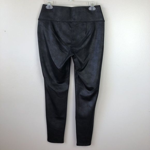 Nine West Stretch Knit Legging Womens Size M Faux Leather Stretchy Black Crackle - Picture 8 of 14